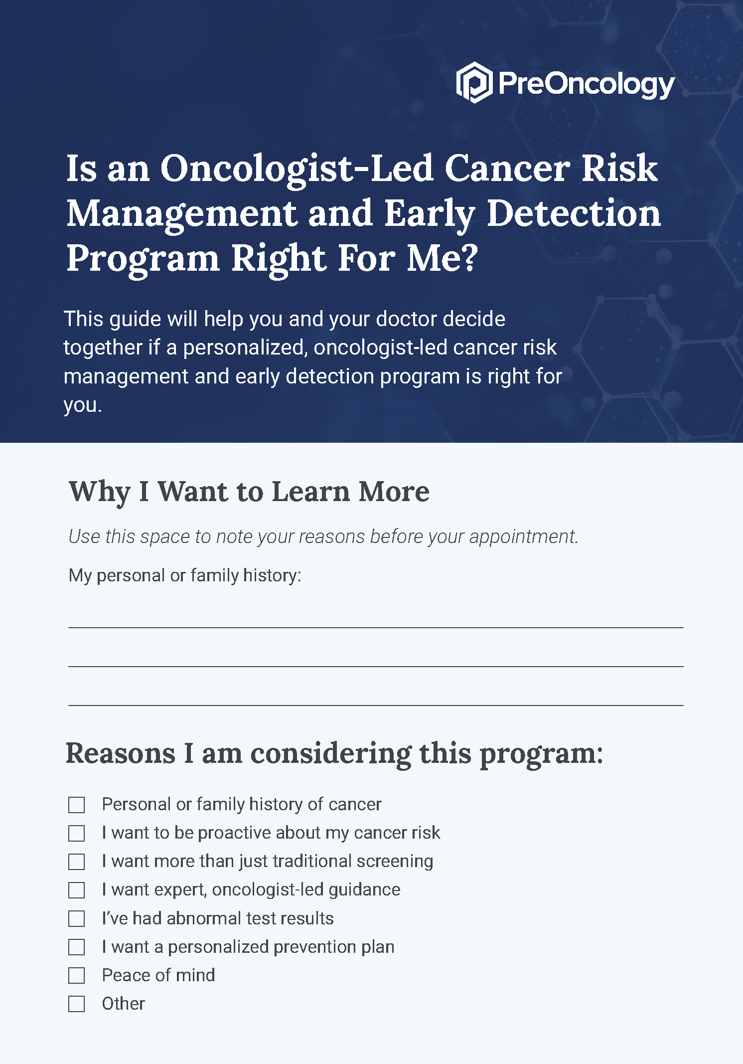 Patient and physician discussion guide cover